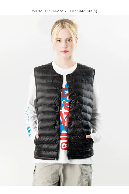 ARMEDES アルメデス 防寒ベスト ダウンベスト Uネック メンズ 男女兼用 秋冬 キルティング シンプルで無地ベスト 中綿ベスト 冬 防寒 おしゃれ メンズ アウター 保温性 男性 ベスト 軽量 あったか AR613