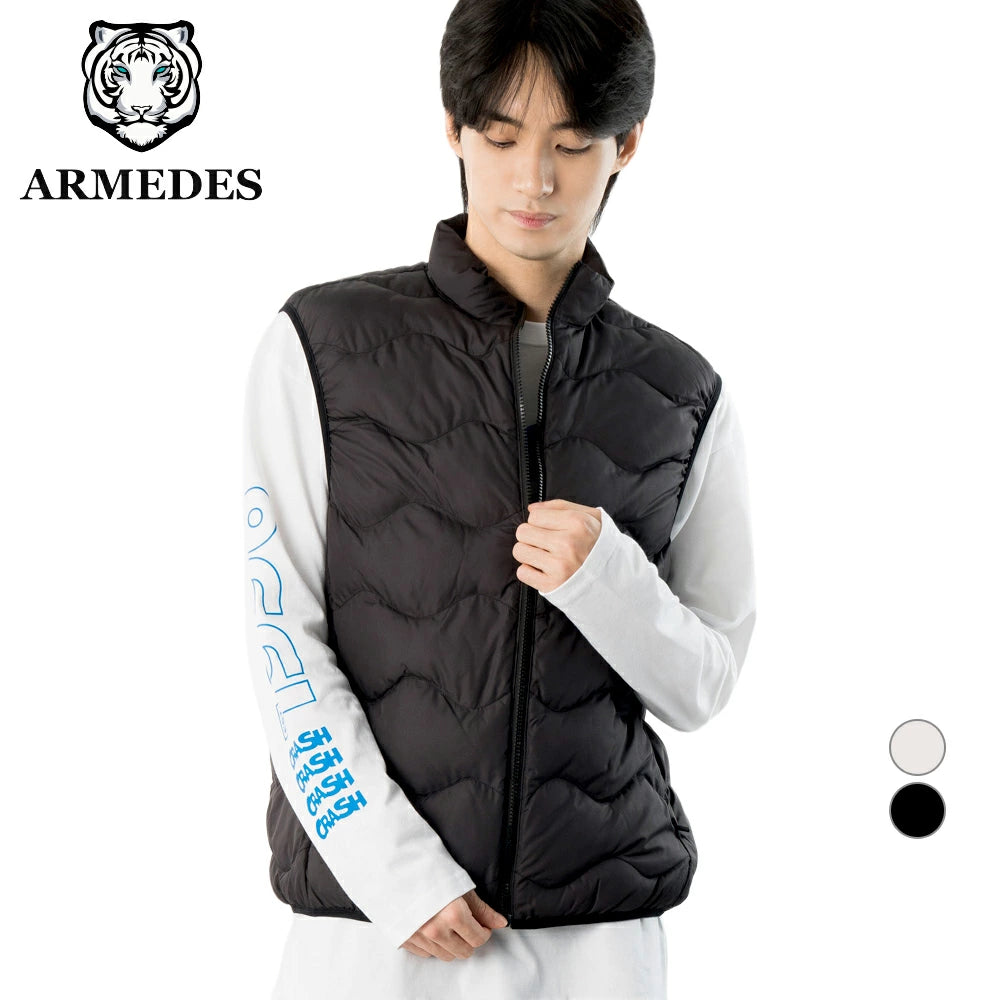 ARMEDES アルメデス 防寒ベスト ダウンベスト ファスナー メンズ 男女兼用 秋冬 シンプルで無地ベスト 中綿ベスト 冬 防寒 おしゃれ メンズ アウター ジップアップ ベスト 保温性 男性 ベスト 軽量 あったか AR614