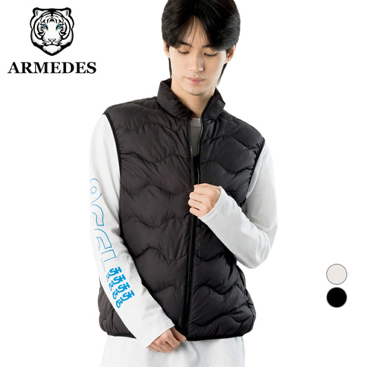 ARMEDES アルメデス 防寒ベスト ダウンベスト ファスナー メンズ 男女兼用 秋冬 シンプルで無地ベスト 中綿ベスト 冬 防寒 おしゃれ メンズ アウター ジップアップ ベスト 保温性 男性 ベスト 軽量 あったか AR614